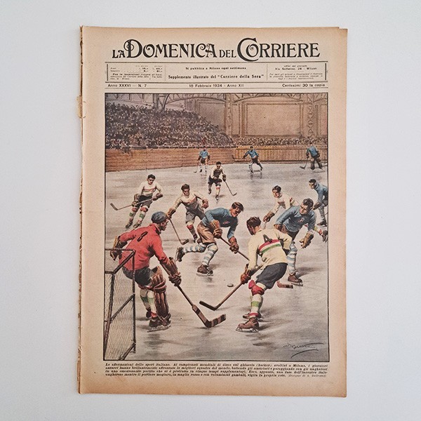 domenica del corriere 1934 n°7 ● MONDIALI DI HOCKEY SU GHIACCIO