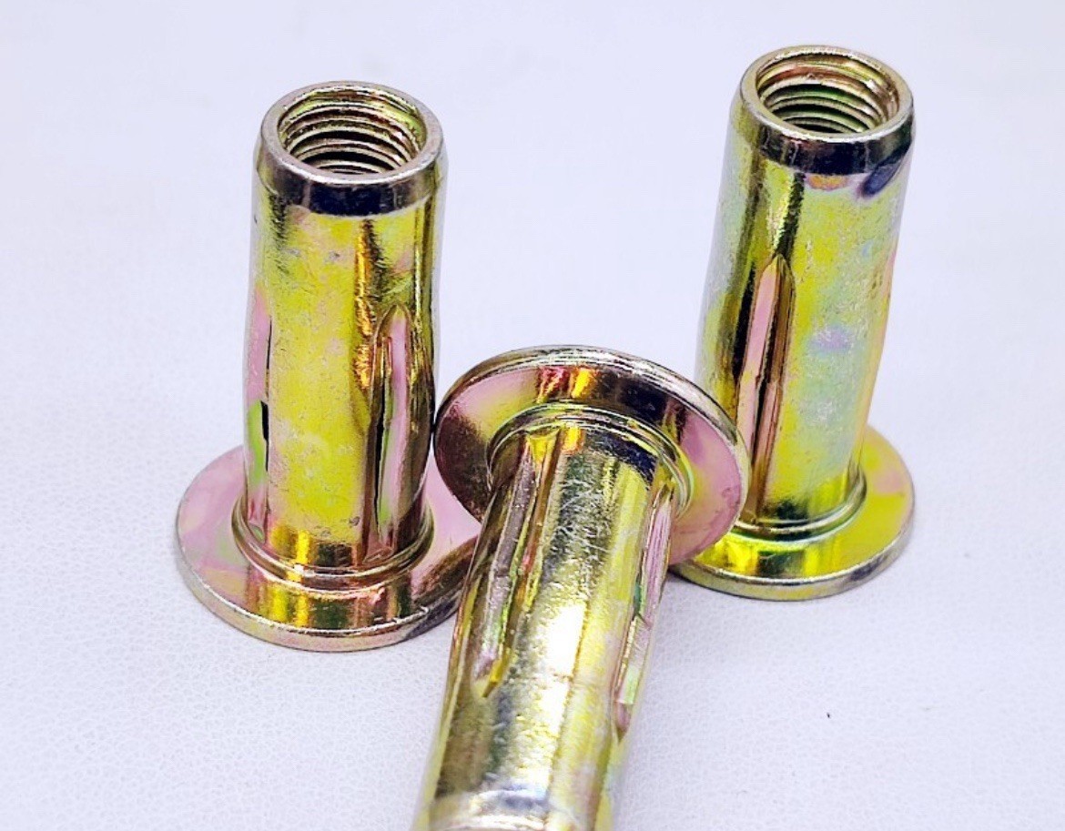 25pcs Yellow Zinc Plusnut Pre-bulbed M8-1.25 -MADE IN USA Threaded Rivnut