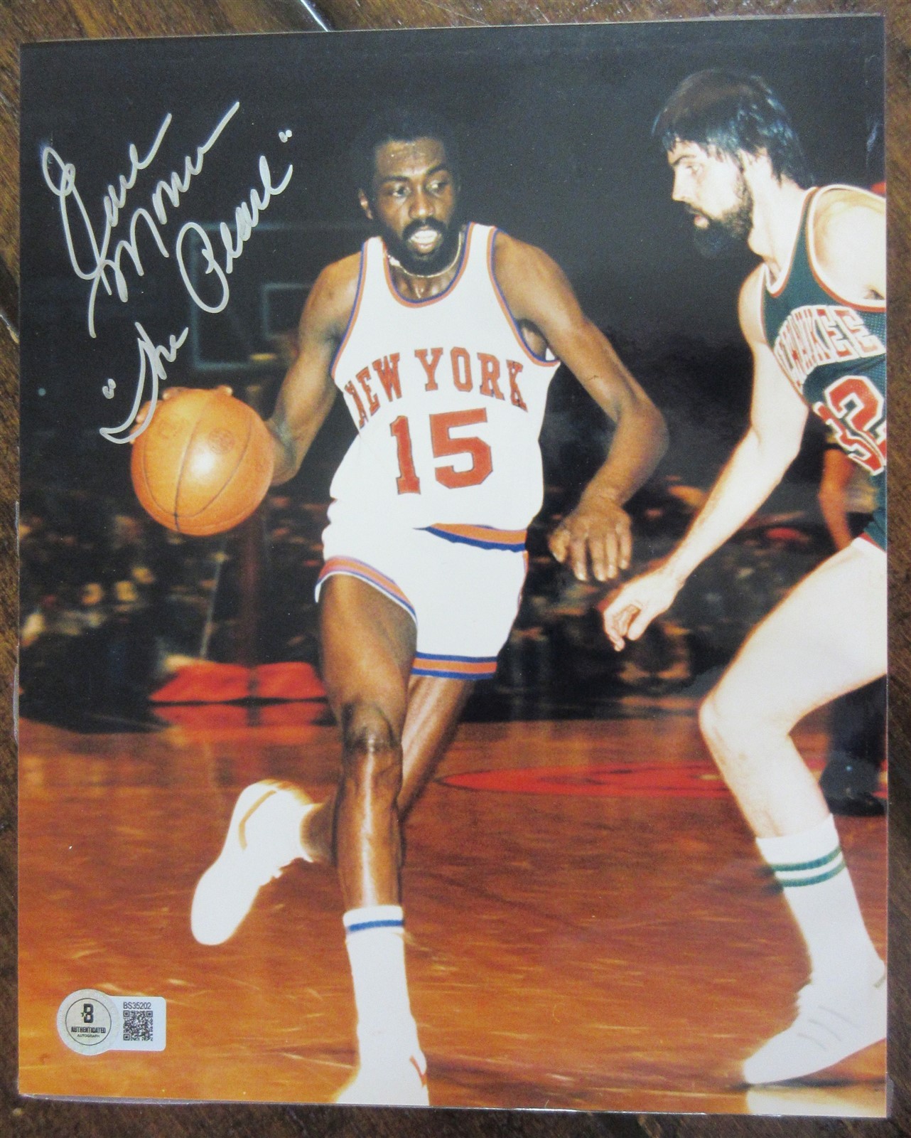 Earl Monroe The Pearl Signed 8X10 Photo - Beckett BAS 
