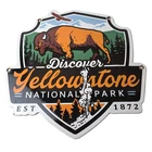 Vintage Yellowstone National Park Porcelain Sign - Bison Geyser Shield Sign