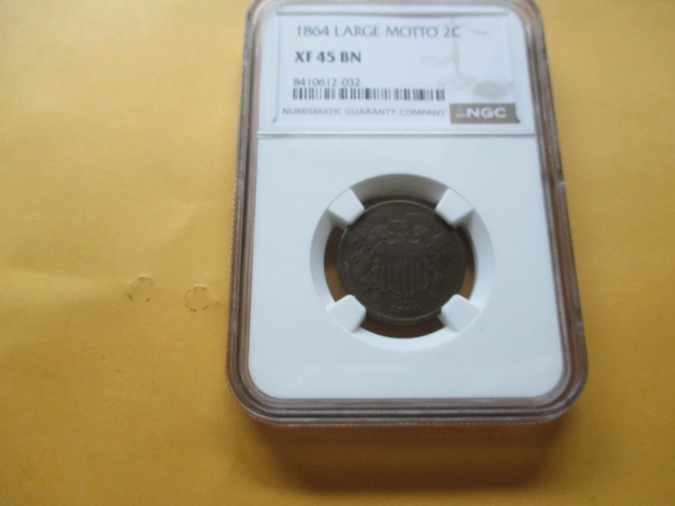 1864 2 PIECE LARGE MOTTO NGC XF 45 BN #2 (CIVIL WAR ERA) - Image 2 of 4