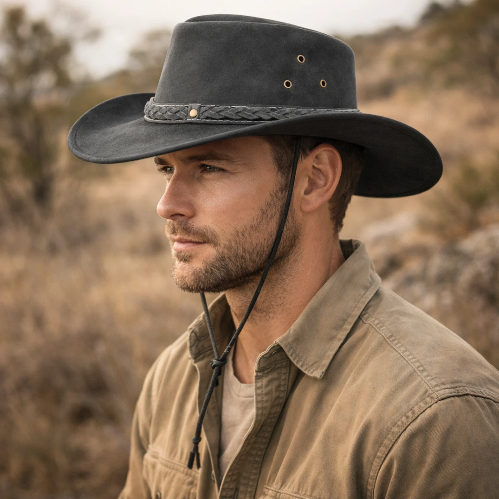 Real Leather Cowboy Hat Mens Vintage Chinstrap Australian Western Style Bush Hat
Opens in a new wind