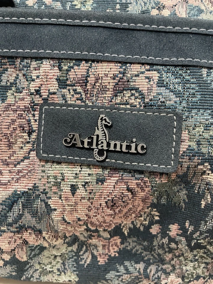 Bolso de Viaje Atlántico Vintage Tapiz Floral Llevar para Pasar la Noche Bolso Maleta Cerradura Foto 2 de 4
