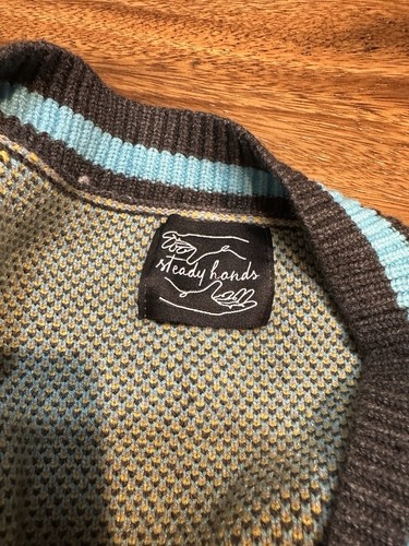 Steady Hands Sweater Size XXXL 3XL Knit Button Front Gray Letterman’s Cardigan - Picture 6 of 8