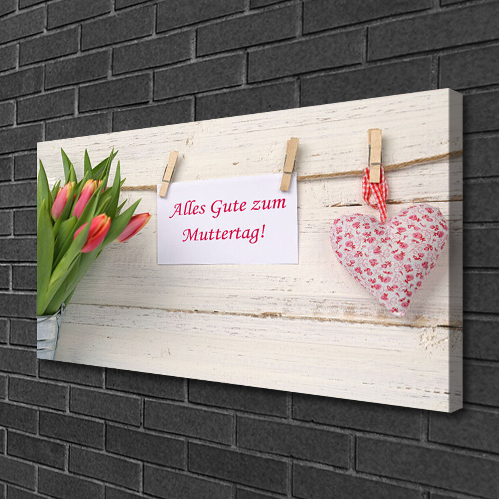 Photo sur toile tulipes et coeur tableau impression 100x50cm