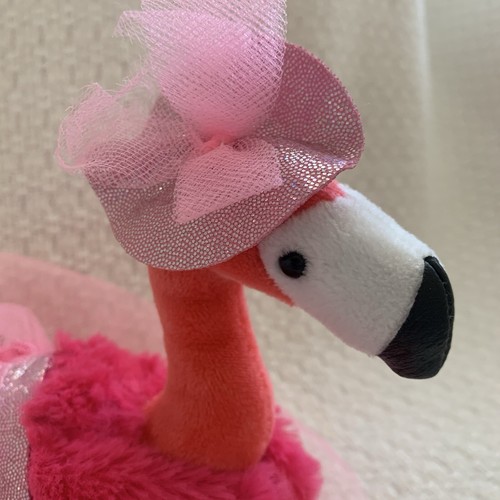 Small Hot Pink Plush Flamingo Glitter Sassy Tropical Bird Tutu Wishpets Felicia - Picture 3 of 13