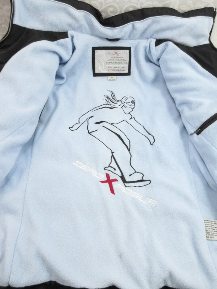 ZeroXposur 滑雪羽绒服女式 XL 黑色羽毛 Puffer Parka 抓绒衬里保暖 — 第 3/4 张图片