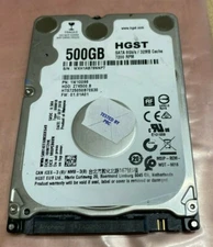 HGST 500GB SATA Laptop Hard Drive 7200RPM 2.5" HTS725050B7E630 - Tested 