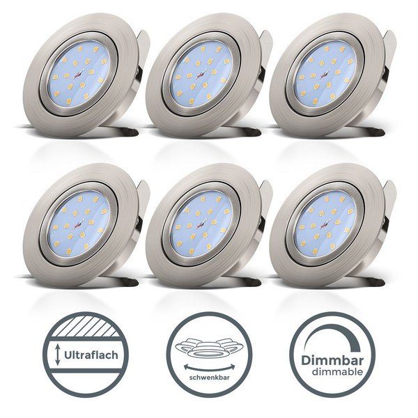 6X Led Einbaustrahler Dimmbar 230V Ultra Flach 30Mm Einbauleuchte Spot Decke 5W-image