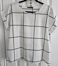 Shein Large Black & White Dress Blouse