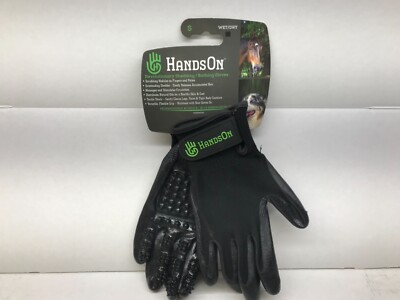 Hands On Wet/Dry Grooming Shedding Bathing Gloves for Pets Sized Small Black