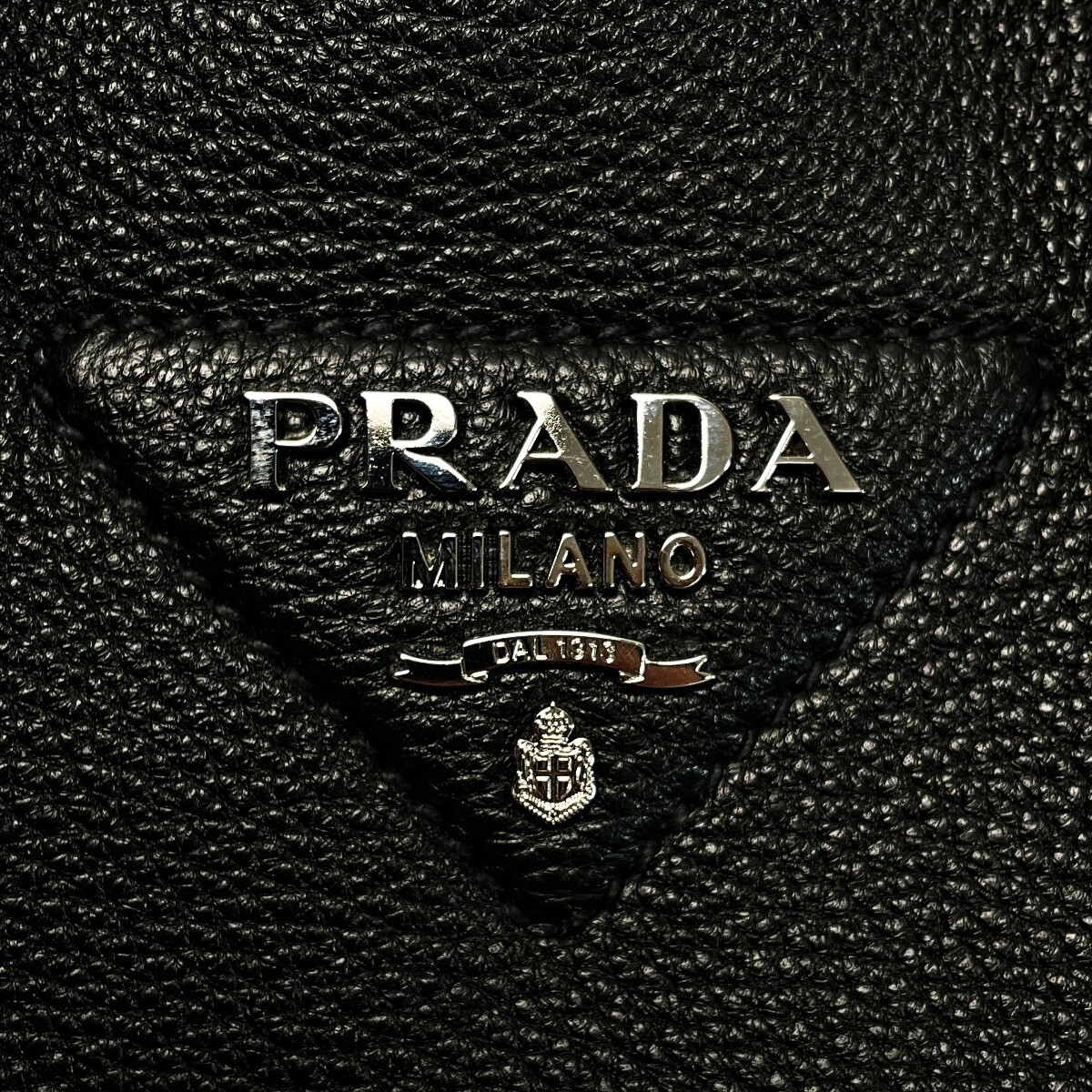 Prada Mini Tote Bag 1Ba349 Black Triangle Lettering Leather Ladies 