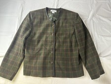 Vintage Pendleton Tartan Plaid 100 Wool Blazer Jacket Sz 12 Trim Detail