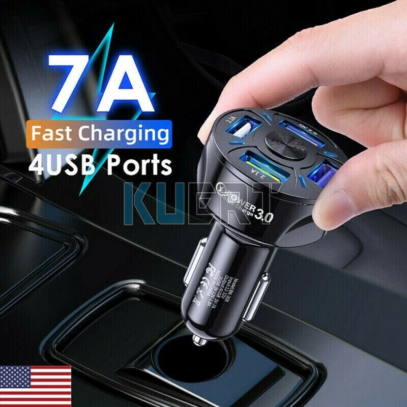Cargador Rapido de Auto Carro 4 puertos USB para Telefono Adaptador Carga 3.0 - Image 4 of 4