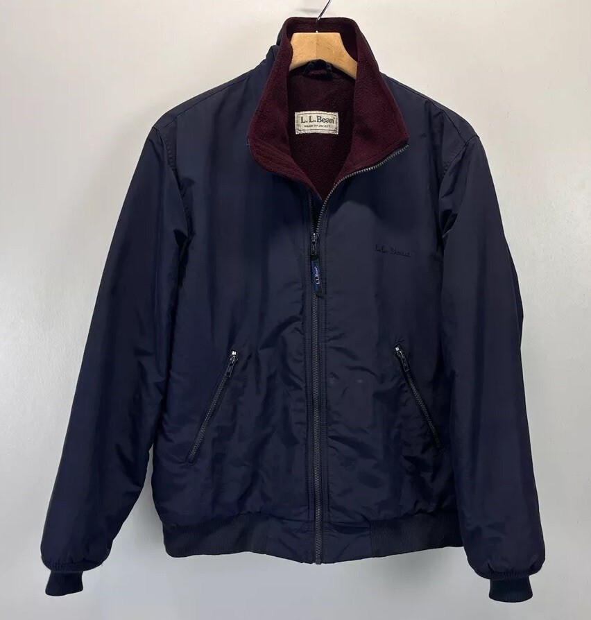 LL Beanジャケット Vtg L.L. Bean Warm Up Jacket Men's Navy Fleece Lined Bomber Jacket