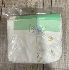 Vintage Baby Simply Basic 2 Fitted Crib Sheets One Solid White/Animal Print NOS