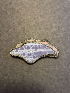 Handmade Stone Slice And Silver Brooch