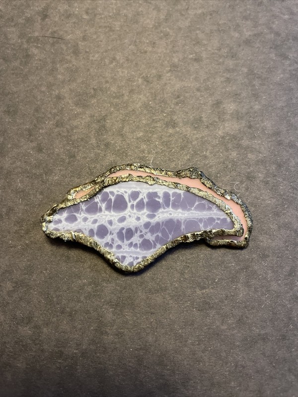 Handmade Stone Slice And Silver Brooch