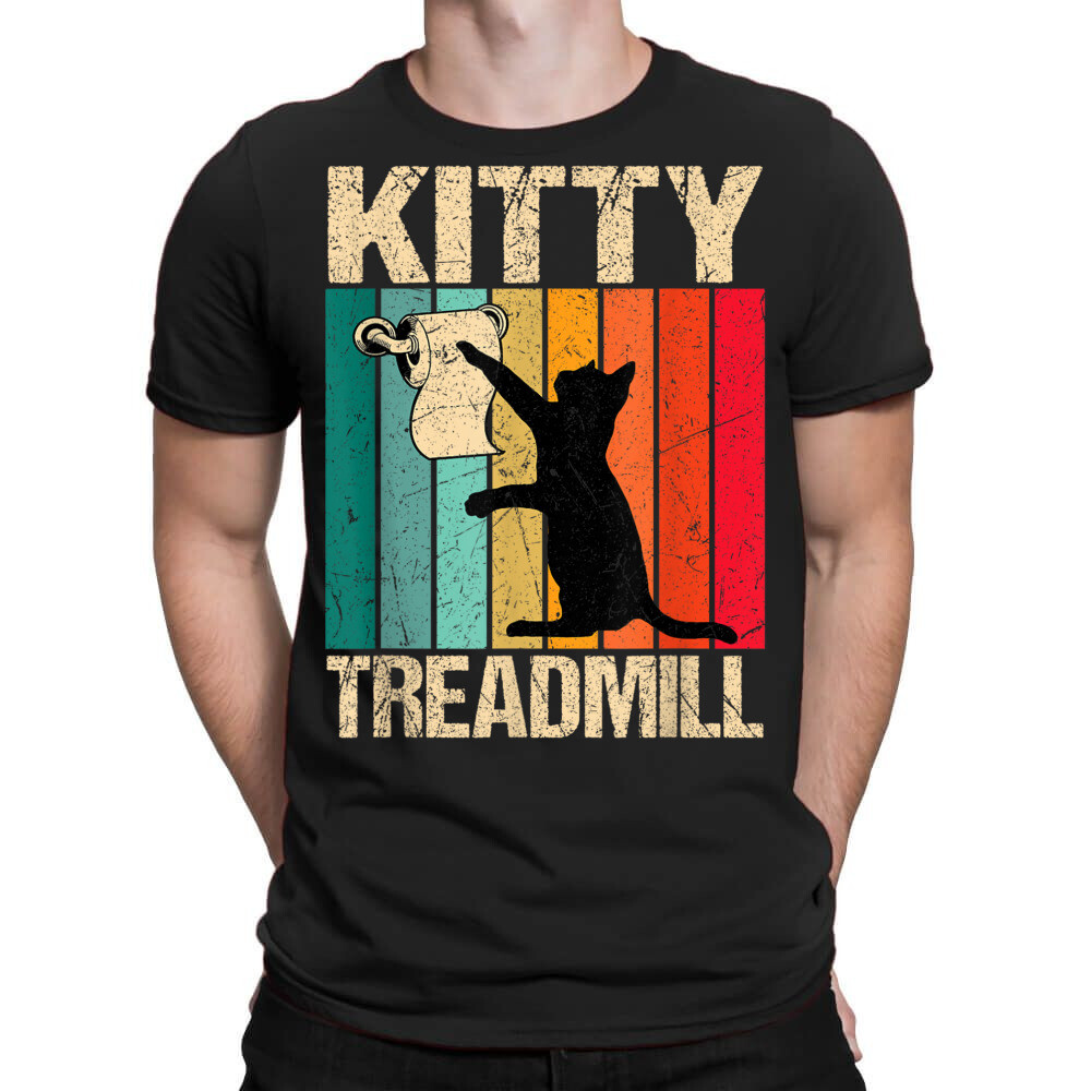 MEJOR PARA COMPRAR Camiseta Gráfica Regalo Amante de Gatos Cinta de Correr Retro Oscura Gatito S-5XL Regalo
