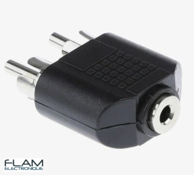 Adaptateur audio Jack 3,5mm femelle vers 2x RCA male Jack Adapter to 2x RCA male - Photo 1/4