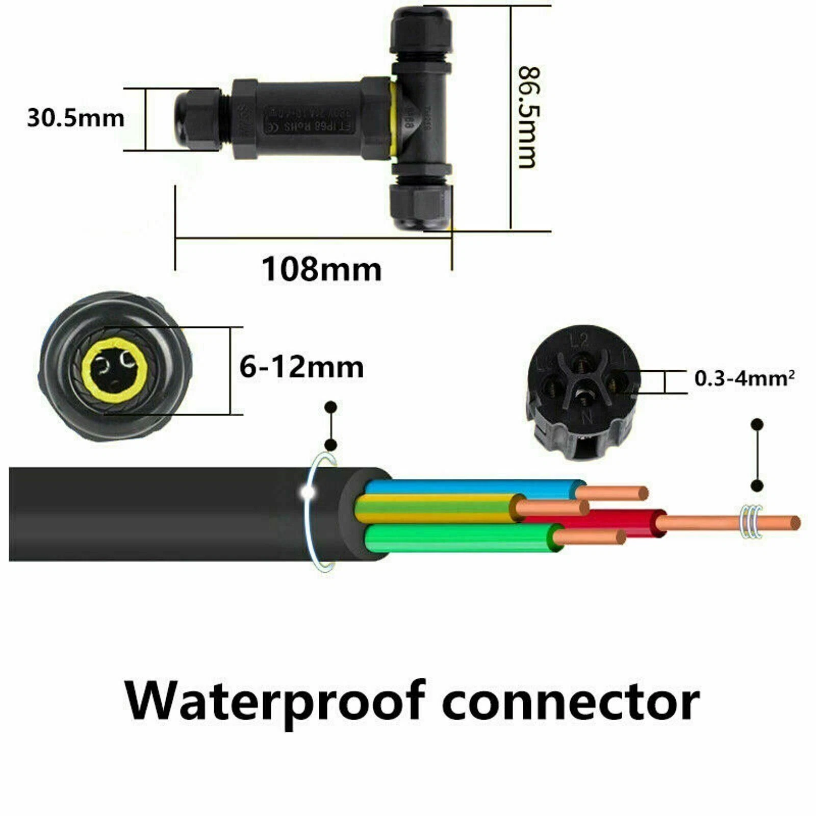 IP68 Waterproof Junction Box Electrical Wire Waterproof Cable Connector Outdoor