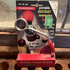 c1975 Fairgrove Portable Instant Immersion Heater Cup Coffee NOS PACKAGE Travel