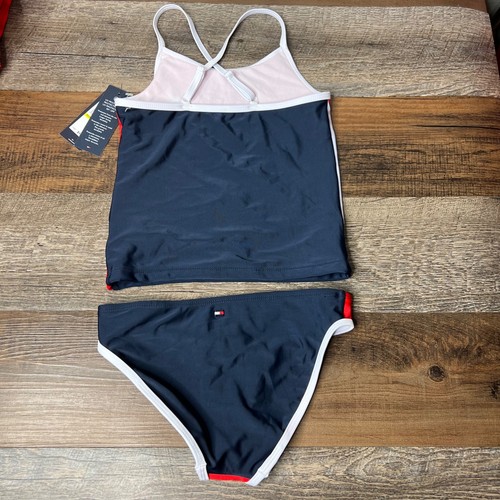 Tommy Hilfiger Girls Tankini Sz M 2 Piece Swimsuit Red White Blue Colorblock NWT - Picture 7 of 11