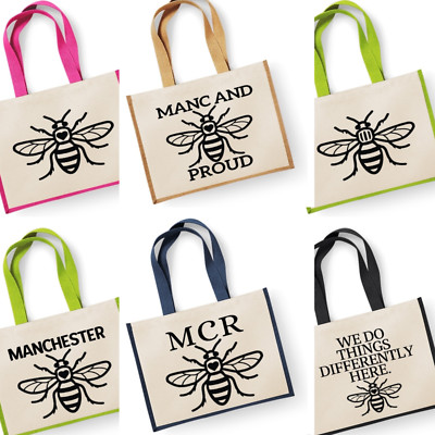 Manchester Bienentasche groß Jutebeutel Designs MCR Manc und stolz Manchester Geschenk