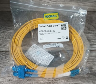  10Gtek Optical Patch Cord OS2-SC-LC-D10M 33 Ft New