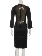 Marc Jacobs Collection Black Satin Boat Neck Sequin Inlay Midi Dress Size 2