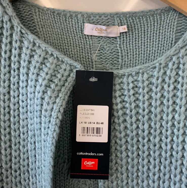 BNWT Ladies COTTON TRADERS Wedgewood Blue Longline Coatigan UK18 - CG