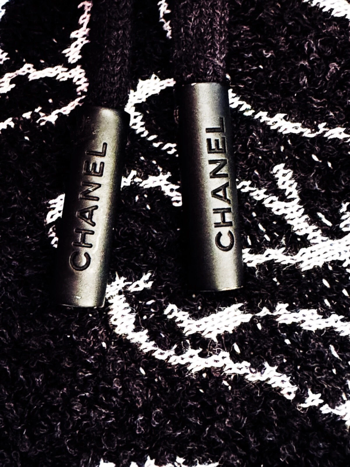 22C CHANEL NERO BIANCO TERRY CC LOGO FELPA PULLOVER MAGLIONE 34