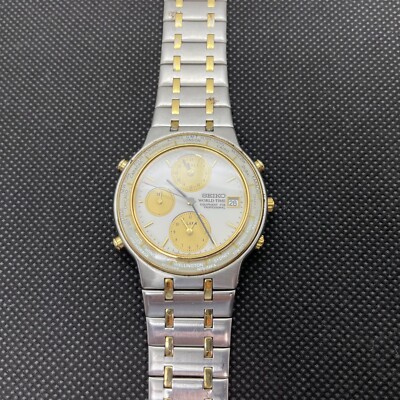w2130] SEIKO 5T52-7A00 WORLD TIME Quartz New battery All original