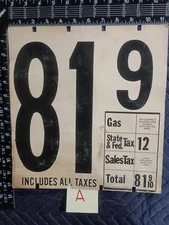 3 Vintage Paper Gasoline Pump Reversible Price Signs Empro Products Paterson NJ