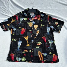 REALLY COOL VTG PARADISE FOUND COCKTAIL HAWAIIAN RAYON SHIRT R-10 HONOLULU VGC