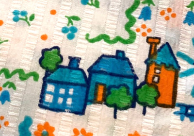 Vintage Farmhouse Scenes Fabric 1.5 yds 44'' Farm Life Quilt Quilting Lightweight