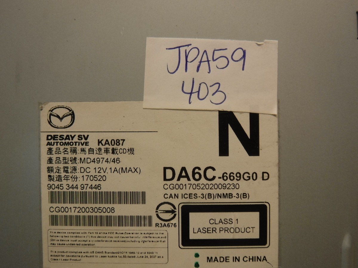 16 17 18 19 20 21 22 Mazda CX-3 Cd Player DA6C669G0 JPA59 | eBay