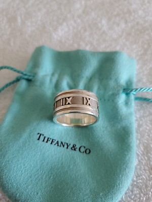 Tiffany & Co 1995 Silver 925 Atlas Roman Numeral Ring Size 9 Men