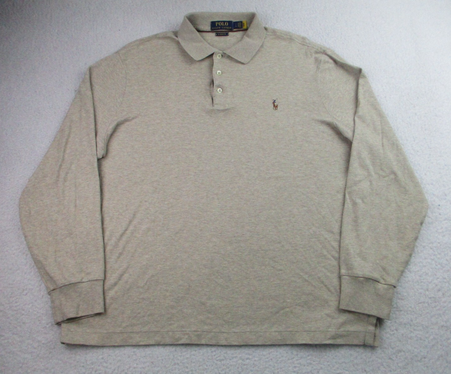 Polo Ralph Lauren camicia uomo XL vestibilità classica beige manica lunga pony logo casual