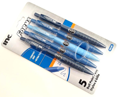5 PENS 1 PACK INC  FORMA  COMFORT GRIP RETRACTABLE BALL POINT PENS BLUE INK