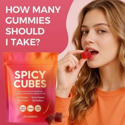 Peach Gummies Spicy Cubes 30 Gummies 1-5 Bag Support for Calm and Relaxation Hot
