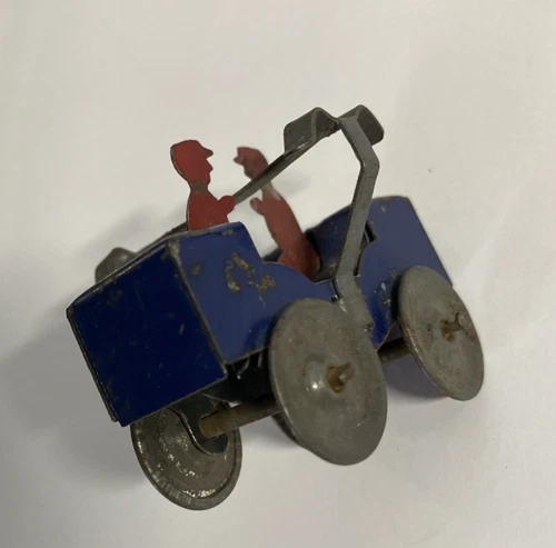 Vintage Small Tin Litho Toy Car With Two Riders Marx? Rare!