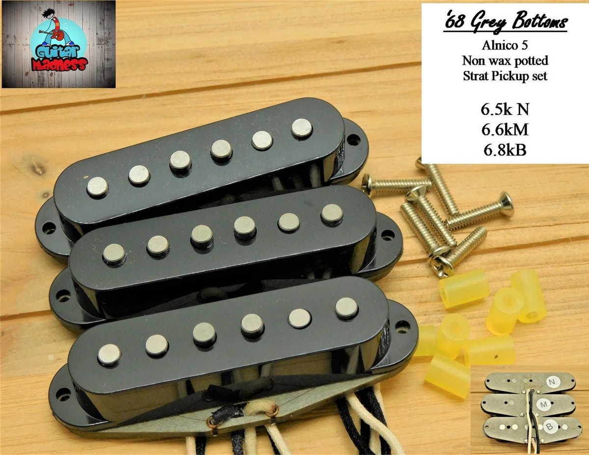 68' Grey Bottom Alnico 5 Single Coil set for Fender Strat Vintage