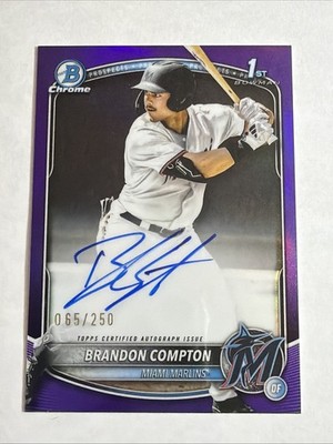 2025 1st Bowman Draft Chrome Purple Ref Brandon Compton Auto 65/250 RC Marlins