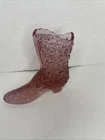 Vintage Fenton Rosy Pink Daisy Button Glass Boot Shoe Figurine 4.5” Long