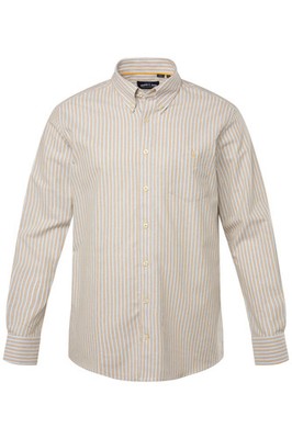 John F. Gee große Größen Hemd L offwhite Streifenhemd Langarm Buttondown Kragen