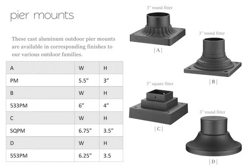 Z-Lite SQPM Bronze Square 6-3/4"W Pier Post Mount - Picture 2 of 2