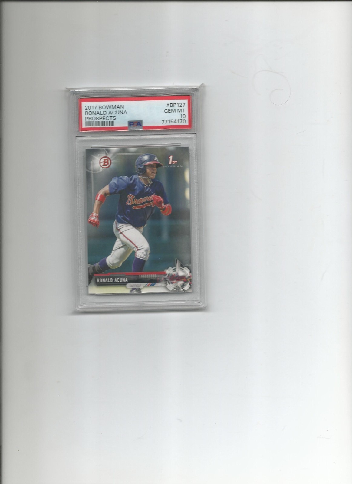 2017, BOWMAN, PROSPECTS;  RONALD ACUNA JR. #BP127, PSA 10. GEM-MINT
