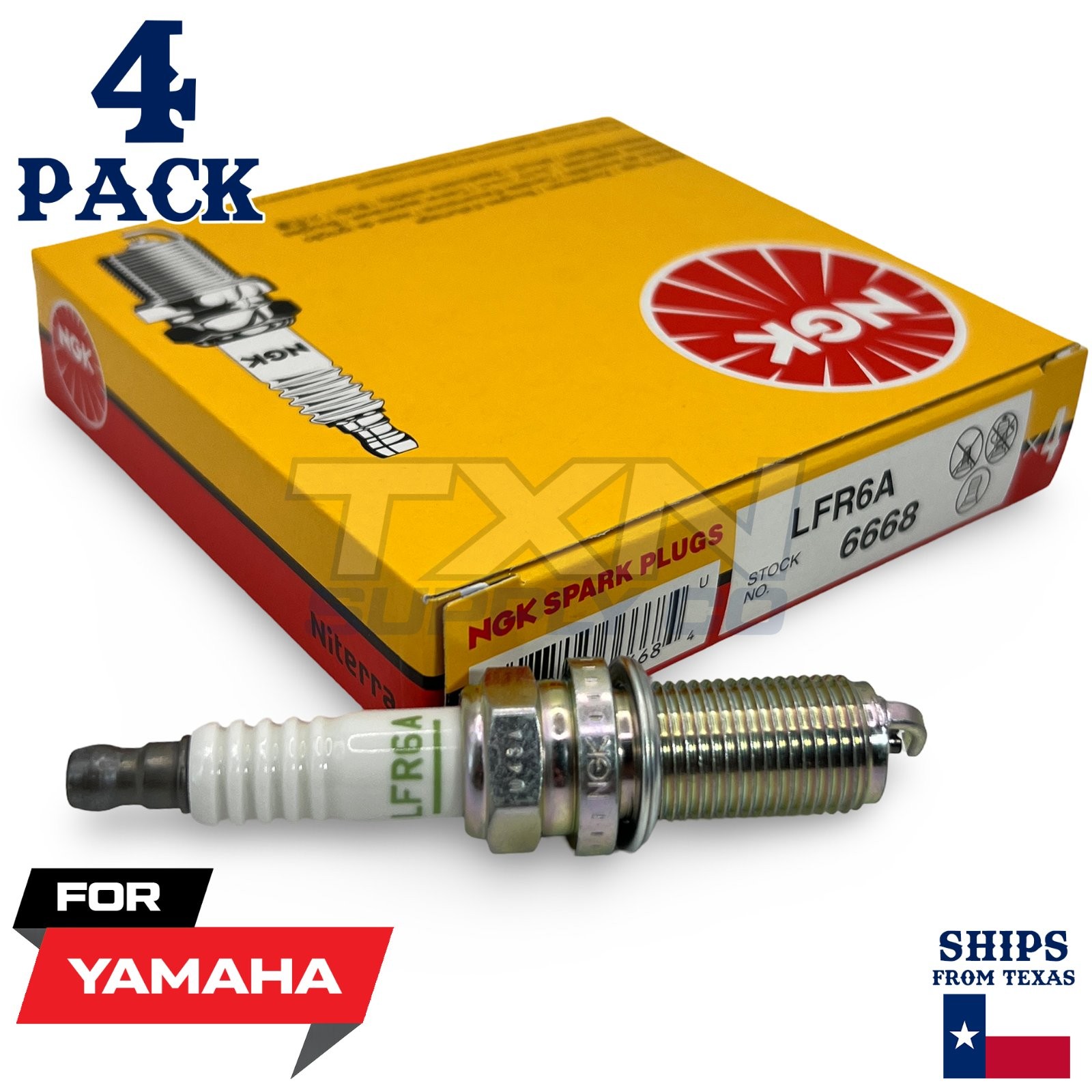 4 NGK 6668 Spark Plugs LFR6A  - For Yamaha HO  SHO VX FX FZR FZS VXR VXS