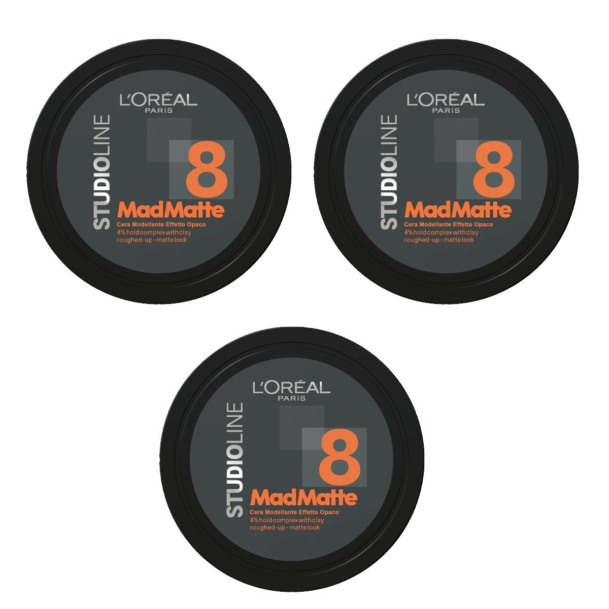 L'oreal Paris L'oreal Paris Studioline 8 Mad Matte - Cera Modellante Per Capelli Con Fissaggio Forte 75 Ml - Immagine 3